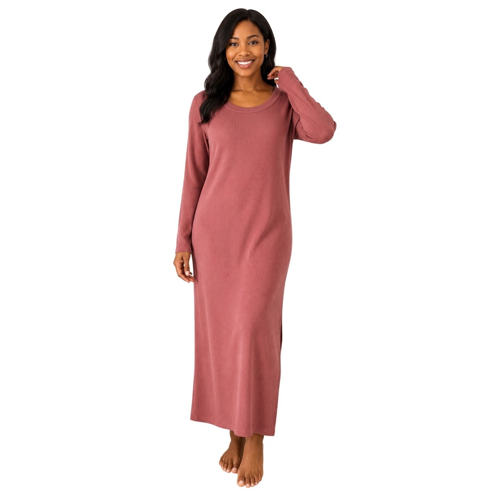 NWT Sonnet James A Play Dress Rose Pink Ribbed Long Sleeve Maxi XL